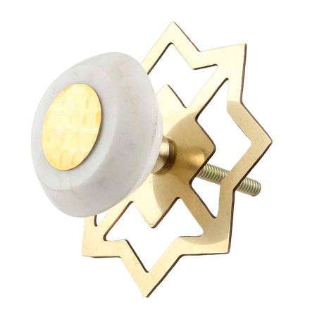 White Stone Flat Drawer Knob